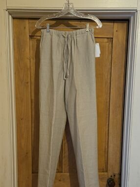 Women's Casual Drawstring Linen Pants — Beige